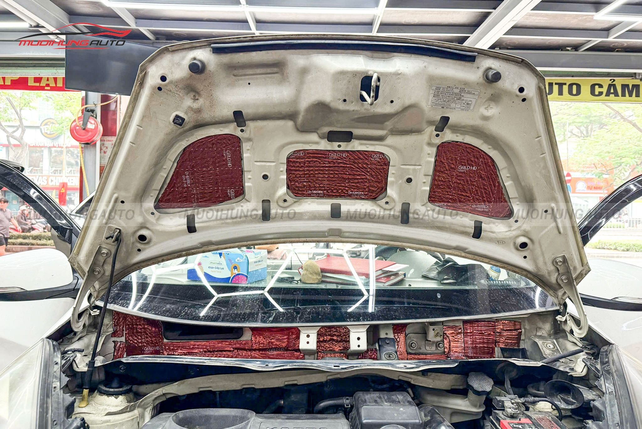 Cách âm chống ồn nắp capo Kia Morning 2013