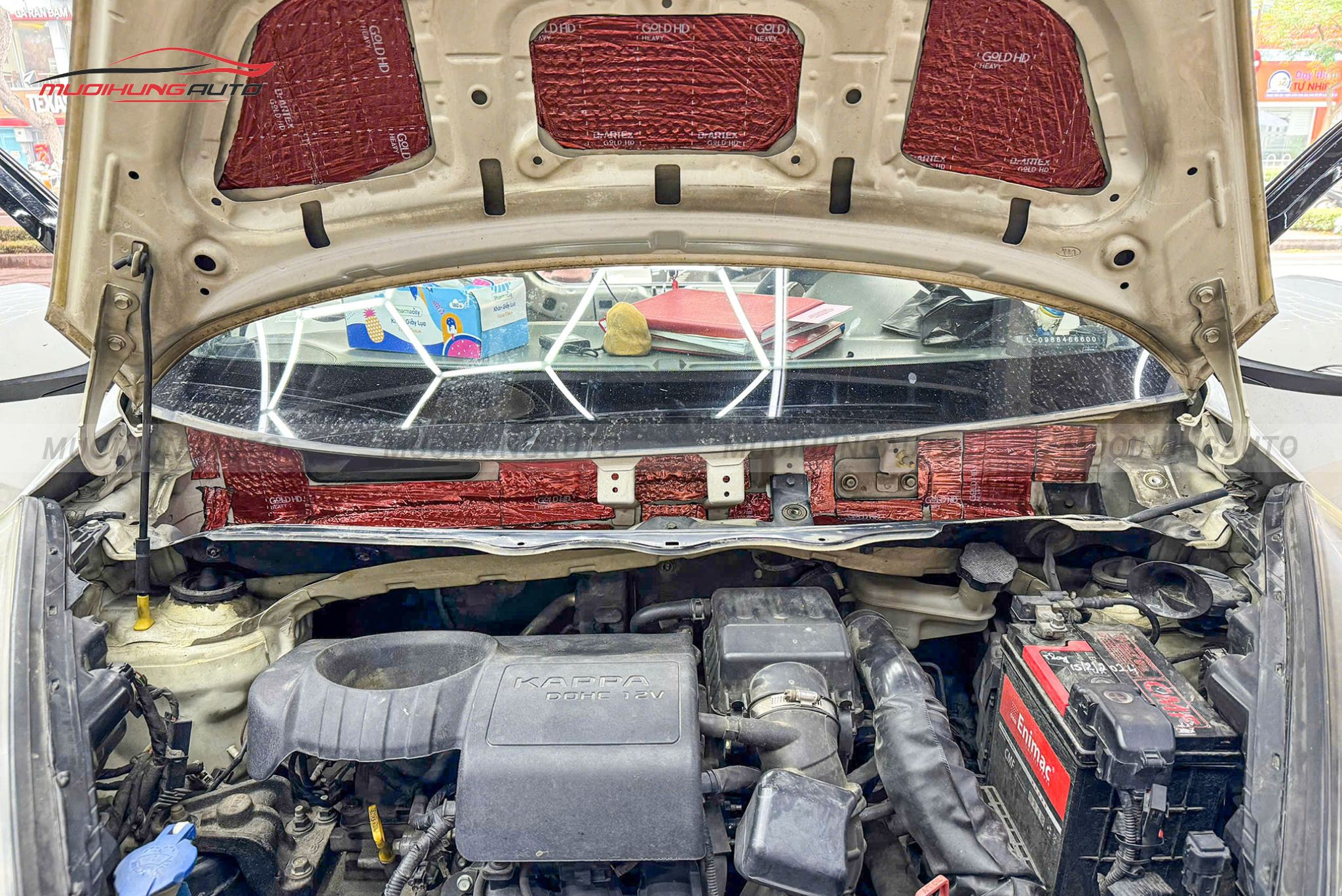 Cách âm nắp capo ô tô Kia Morning 2013