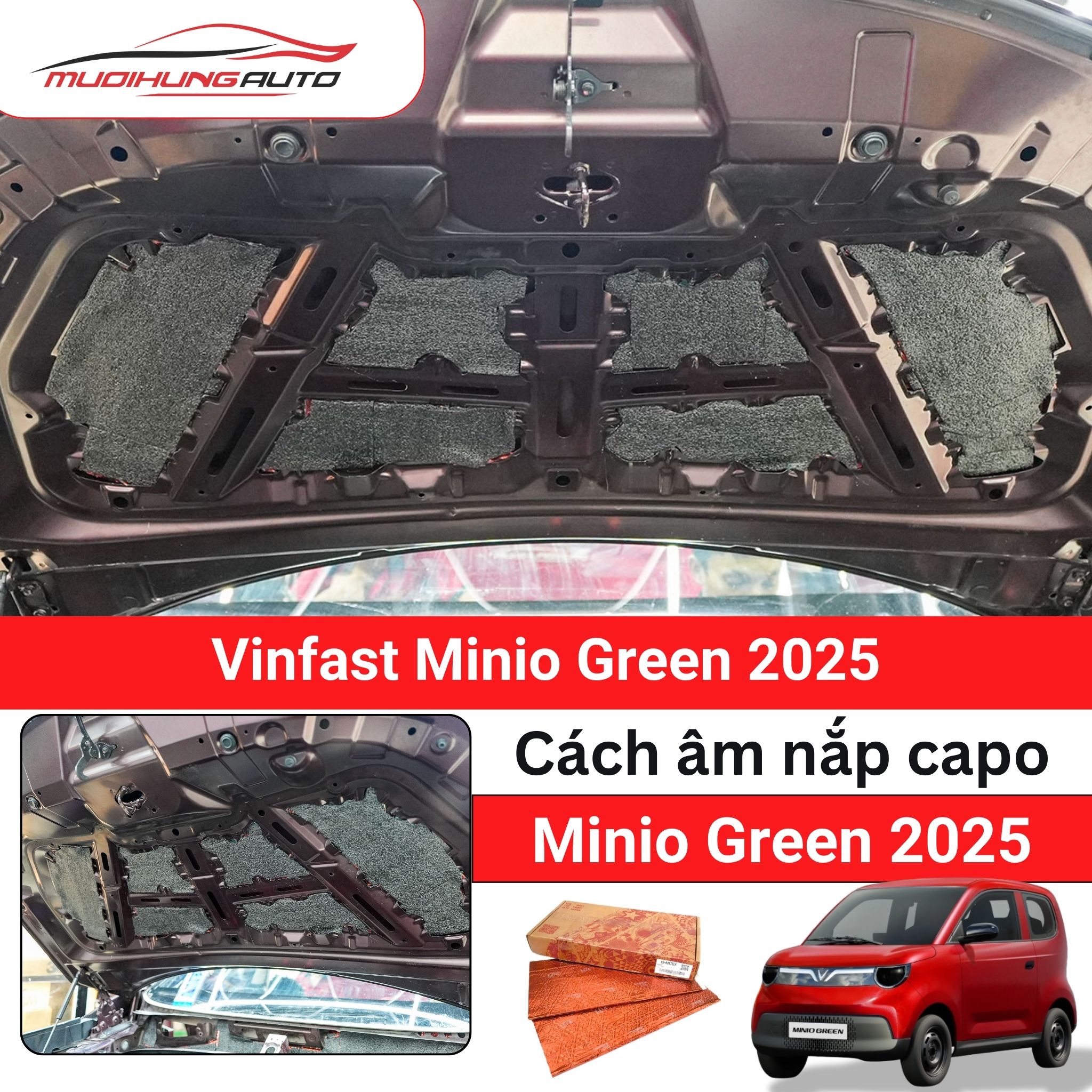 Cách âm nắp capo ô tô Vinfast Minio Green
