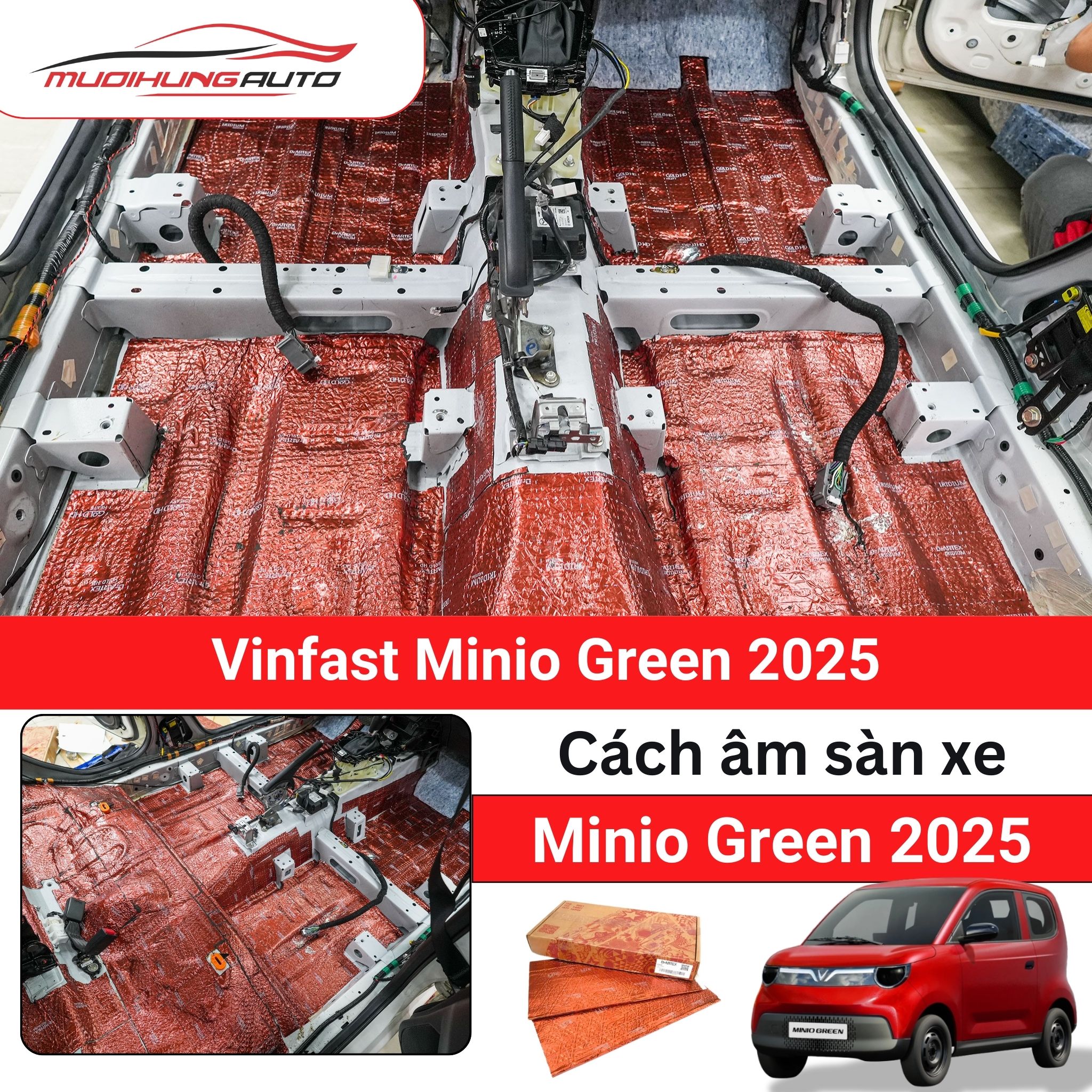 Cách âm sàn xe ô tô Vinfast Minio Green