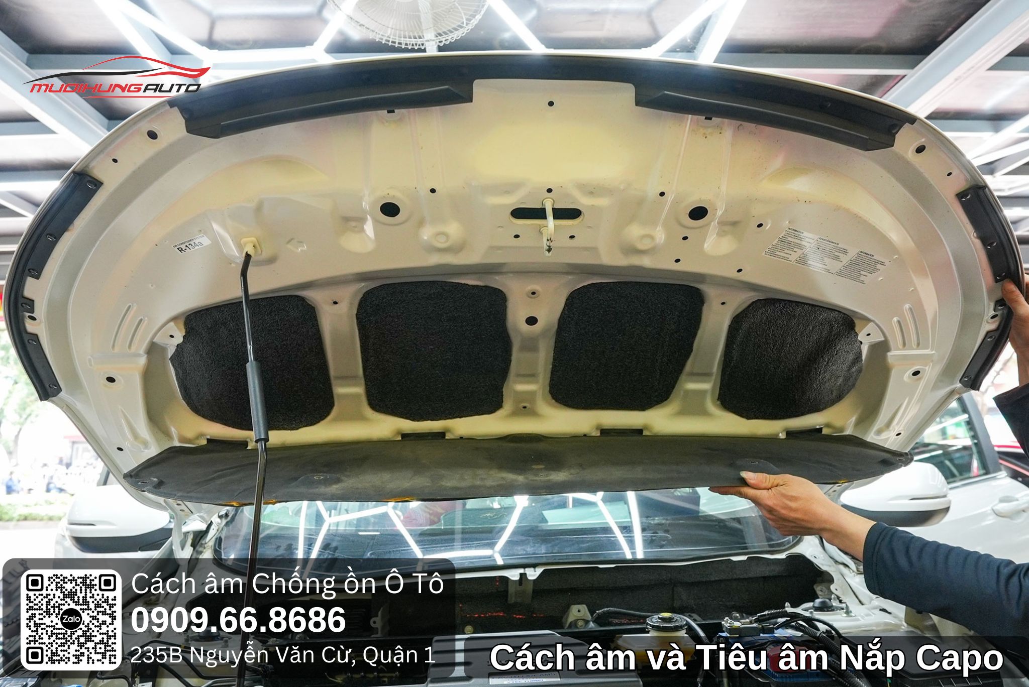 Cách âm và tiêu âm nắp capo ô tô 5 chỗ