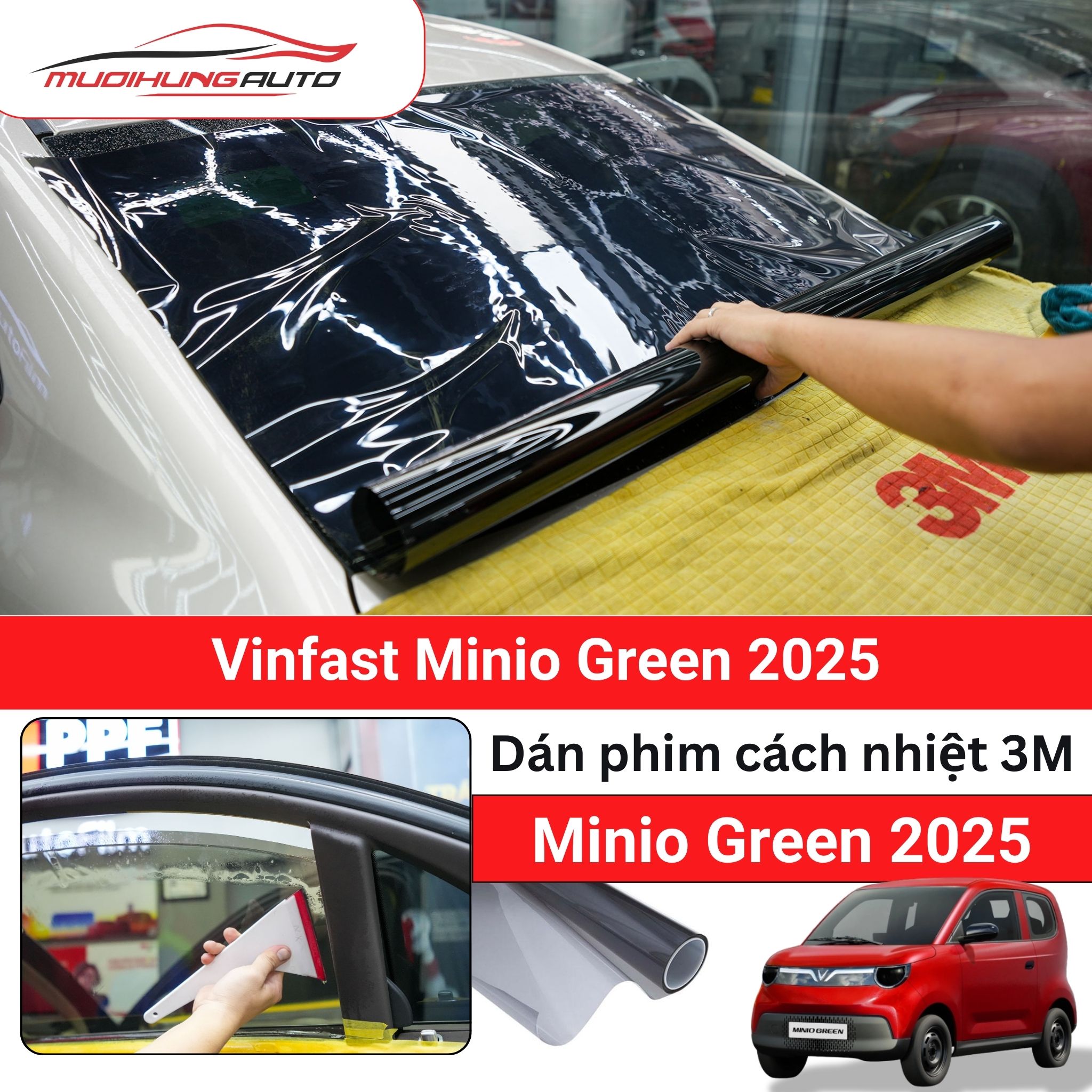 Dán phim cách nhiệt 3M ô tô Vinfast Minio Green
