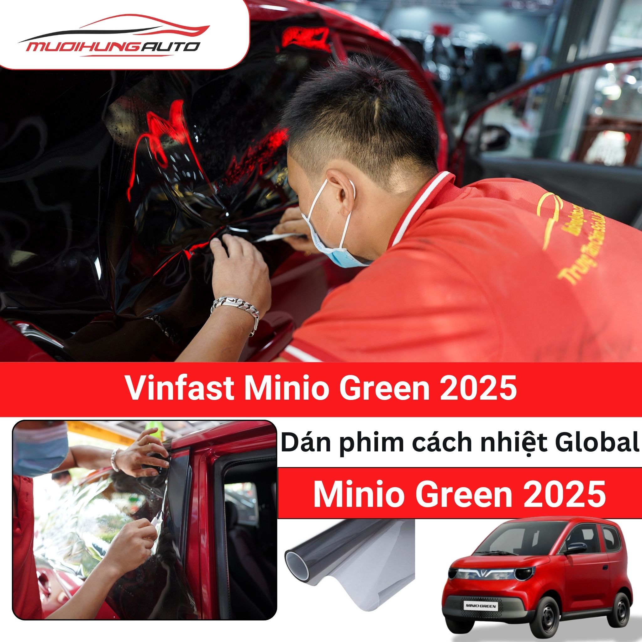 Dán phim cách nhiệt Global ô tô Vinfast Minio Green