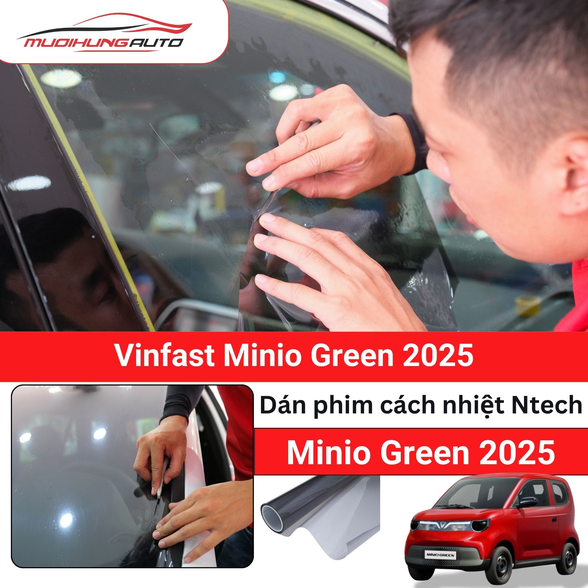 Dán phim cách nhiệt Ntech ô tô Vinfast Minio Green