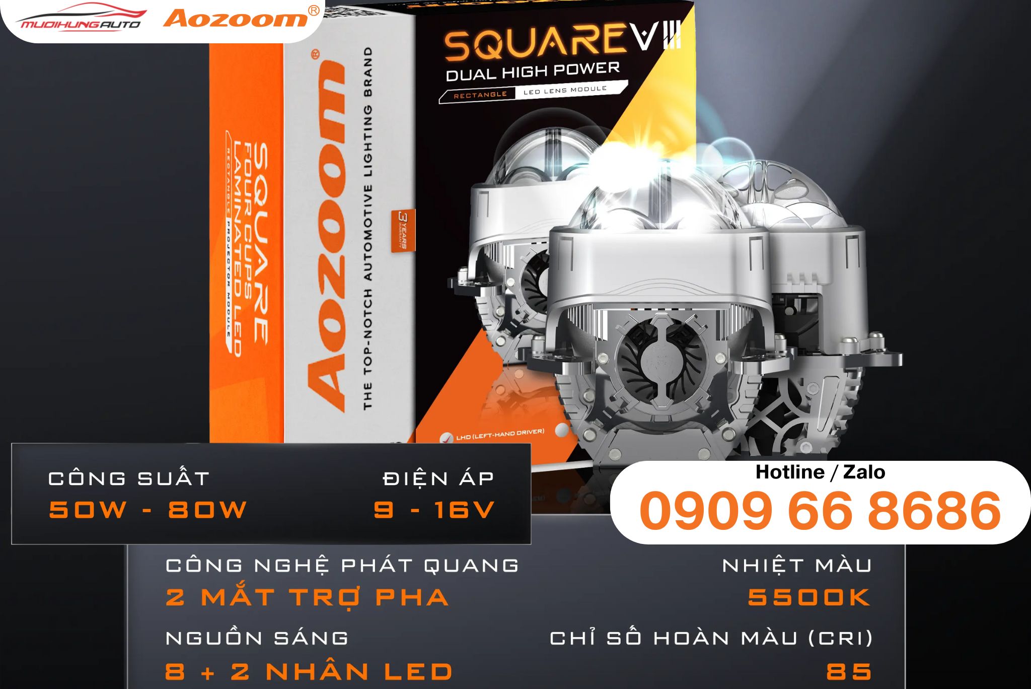 Giá đèn bi LED Aozoom SQUARE V3