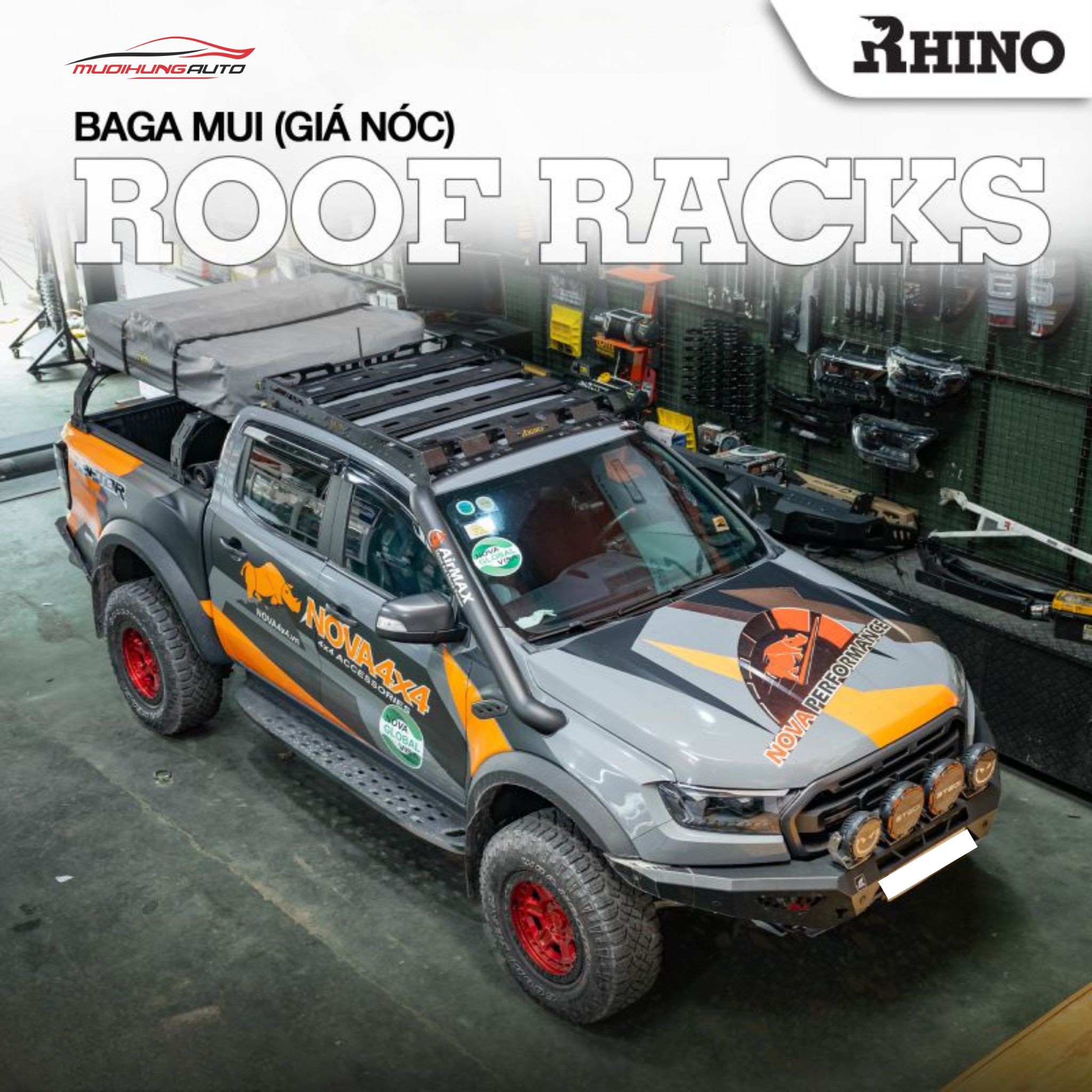Giá nóc baga mui 4 tấm Rhino xe bán tải