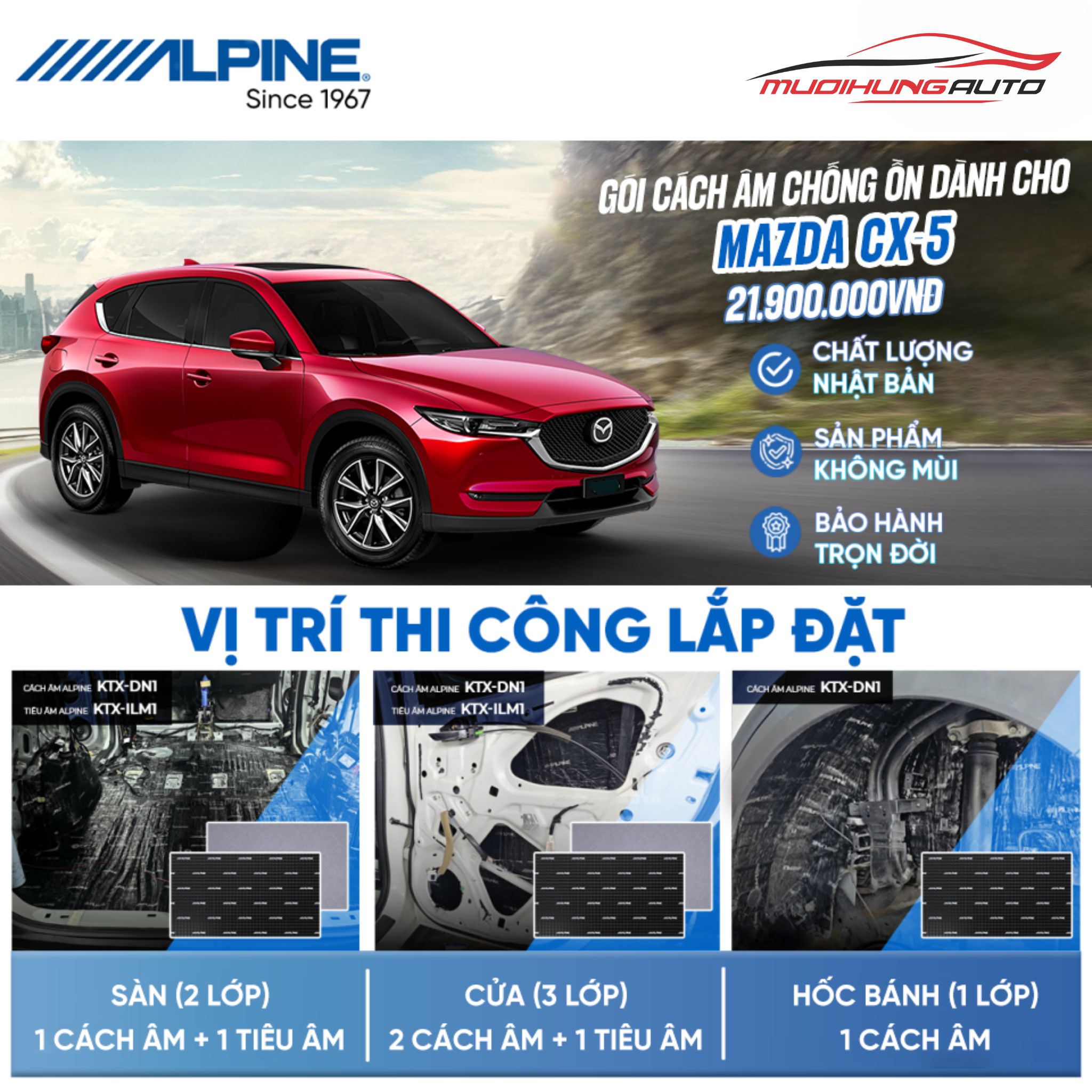 Gói cách âm Alpine cho xe Mazda CX5