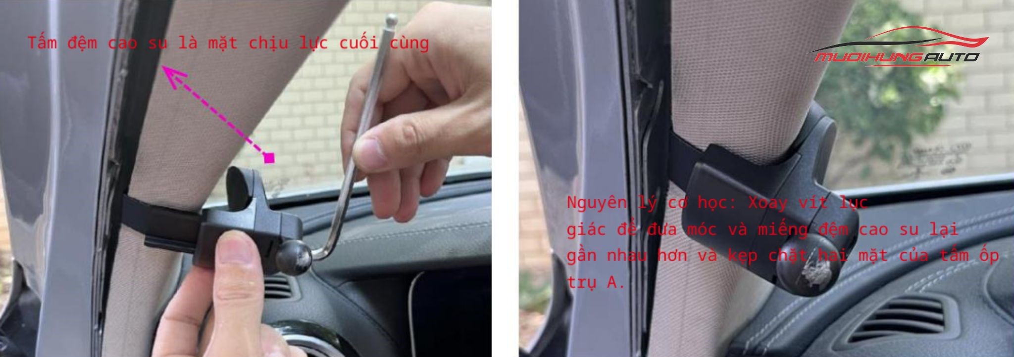 Kết nối thân đầu bi với móc, khóa chặt