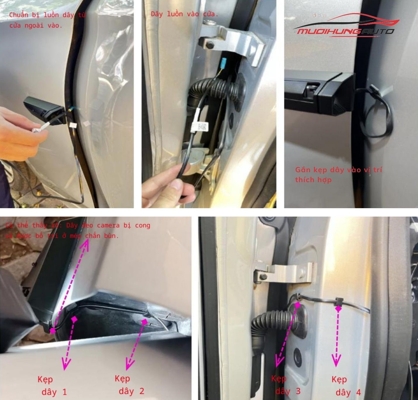 Luồn dây điện của camera