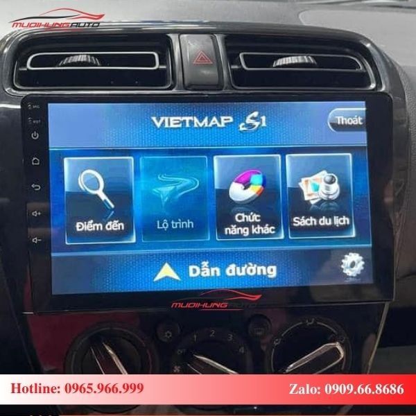 Màn hình Android xe Mitsubishi Mirage tích hợp bản đồ dẫn đường