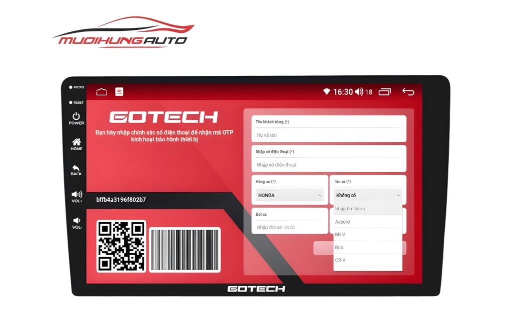 Màn hình Gotech GC6 dễ dàng tra cứu thông tin bảo hành