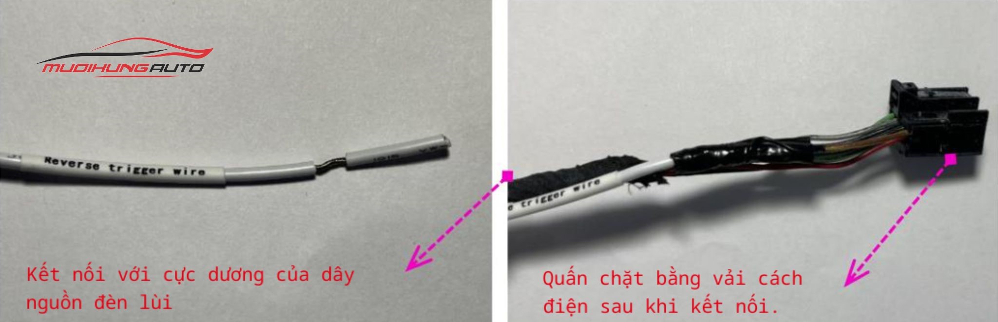 Nối dây dương vào dây phát hiện số lùi