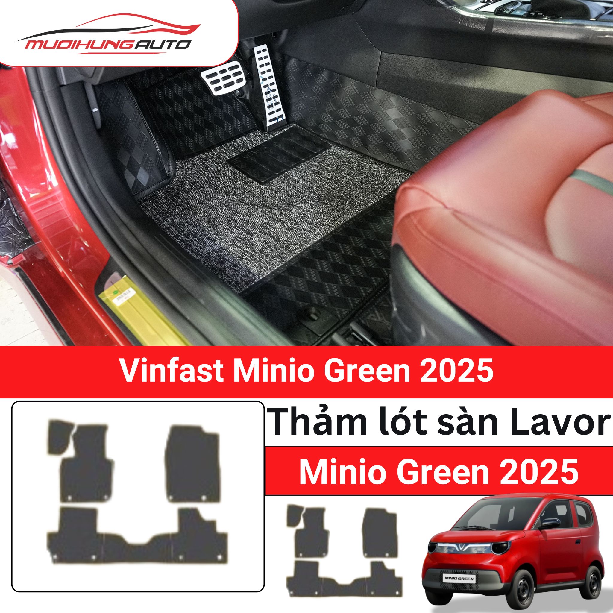 Thảm lót sàn Lavor ô tô Vinfast Minio Green