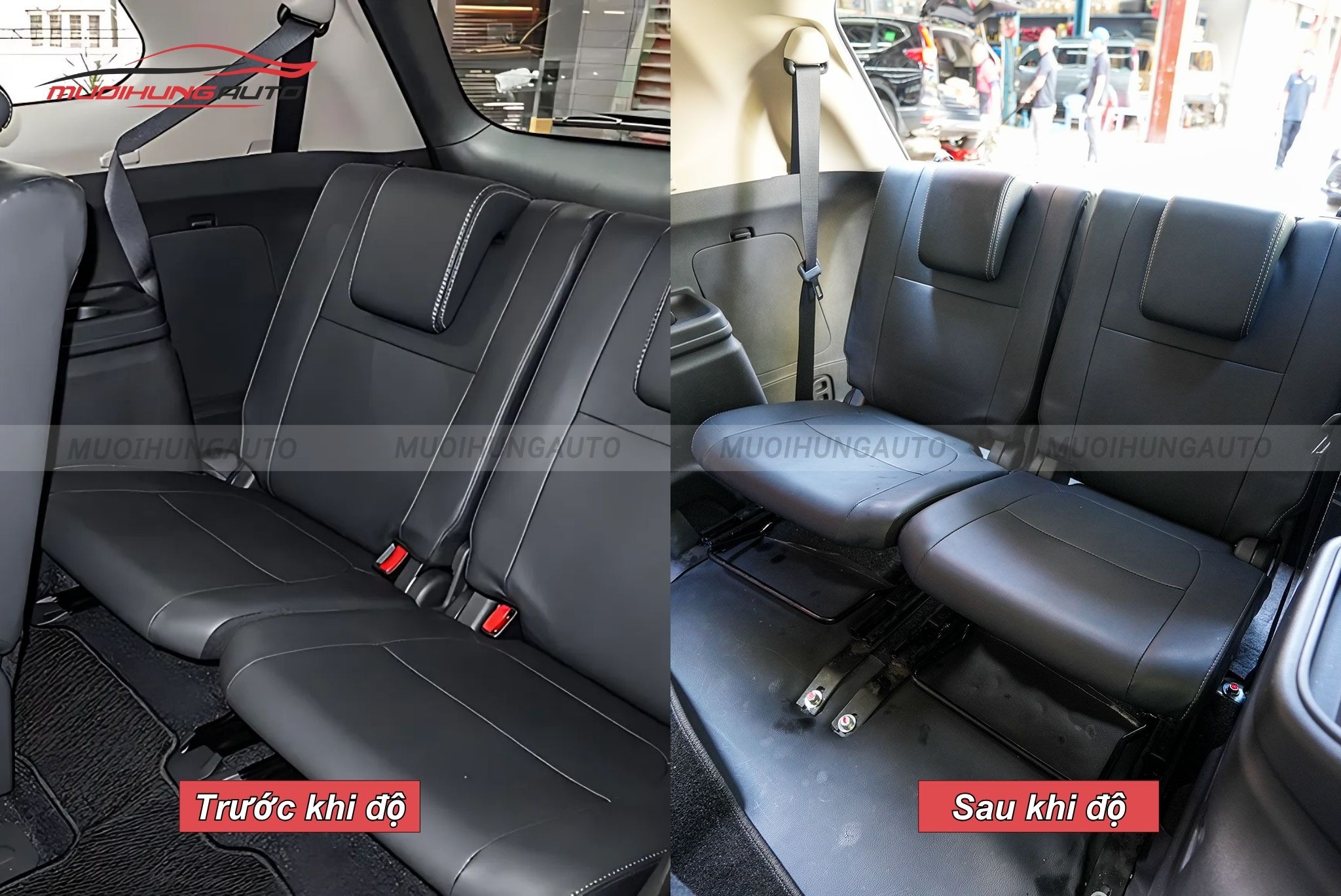 Trước và sau khi độ ghế chỉnh điện ô tô Mitsubishi Outlander 2023