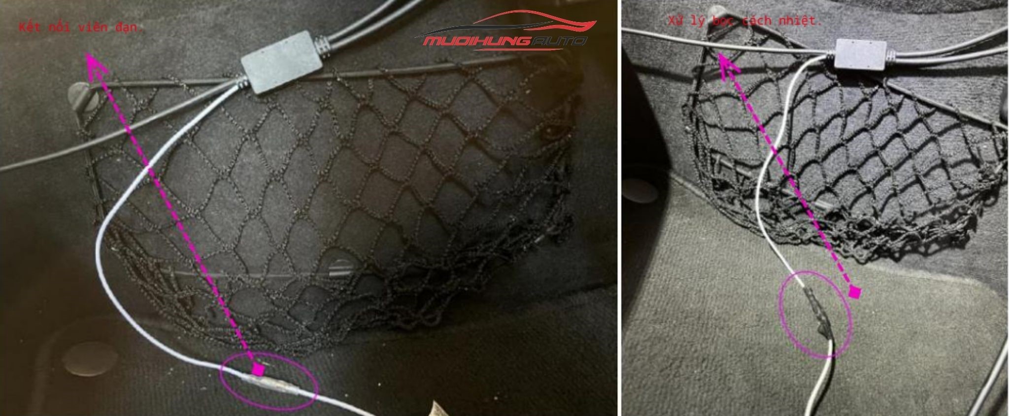 Kết nối đầu còn lại của dây phát hiện số lùi vào đầu dẫn trên dây cung cấp điện