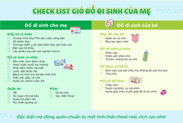 Check list đồ dùng không thể thiếu của bé trong giỏ đồ đi sinh của mẹ