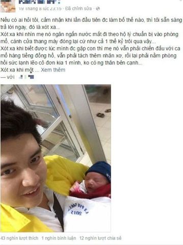 Tâm sự lần đầu làm cha của ông bố trẻ gây bão mạng xã hội