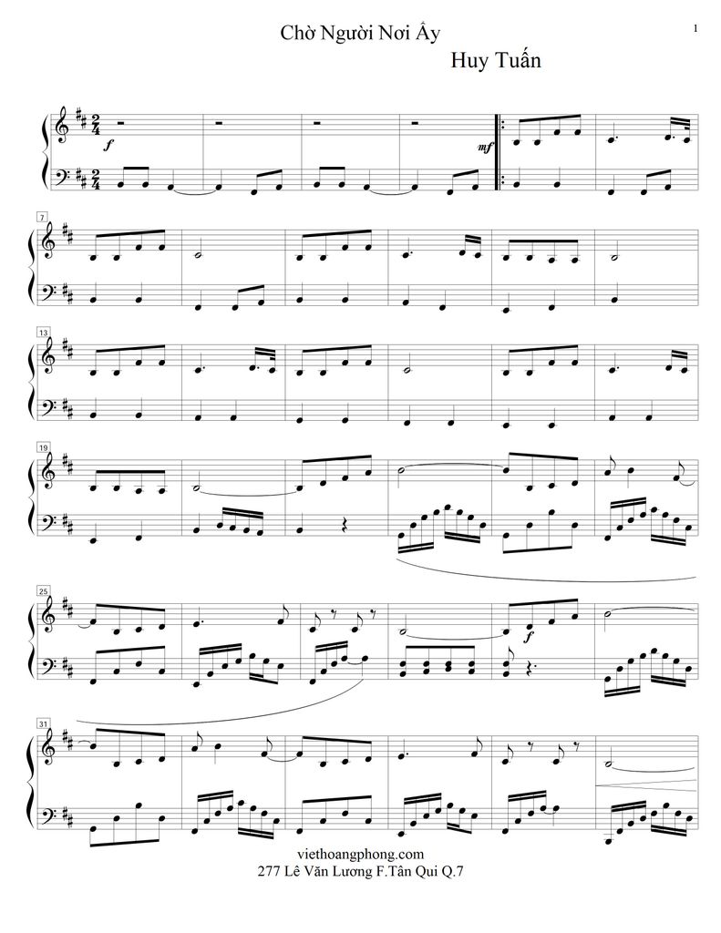 Sheet nhạc Chờ Người Nơi ẤY – Nhạc sĩ : Huy Tuấn