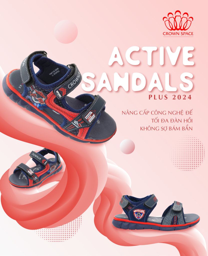 Phiên bản Crown UK Active Sandal Plus 2024 | Nâng cấp Công nghệ Đế - Tối đa đàn hồi, không sợ bám bẩn