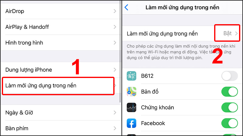 Tắt tính năng làm mới ứng dụng nền trên iPhone
