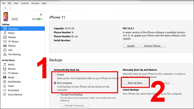 Khôi phục iPhone bằng iTunes