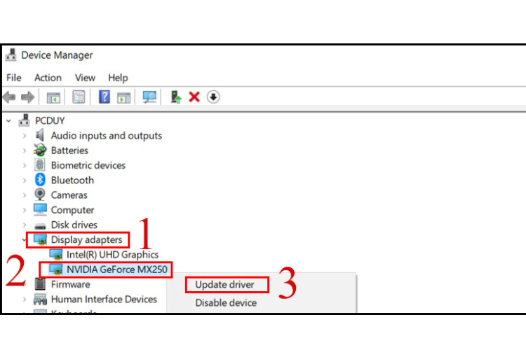 Cập nhật driver card màn hình