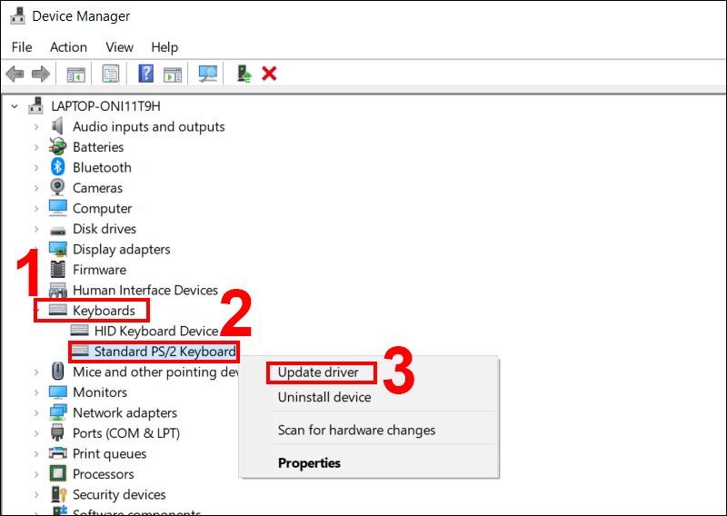 Cập nhật Driver bàn phím
