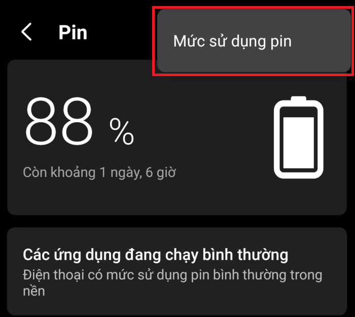 Chọn mức sử dụng pin