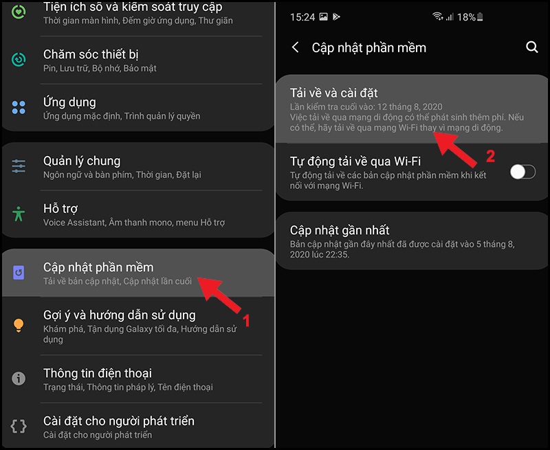 Cập nhật hệ điều hành điện thoại Samsung