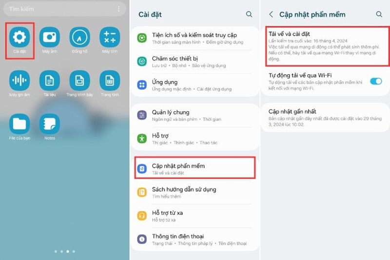 Cập nhật phần mềm mới trên điện thoại Samsung