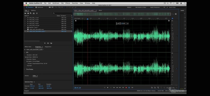 Giao diện chính của Adobe Audition