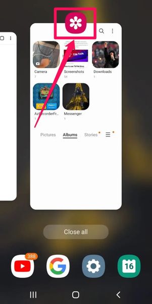 Nhấn chọn ứng dụng muốn chia đôi màn hình