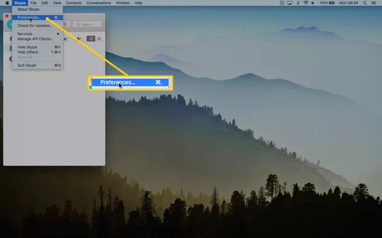 Nhấn Preferences trên Macbook