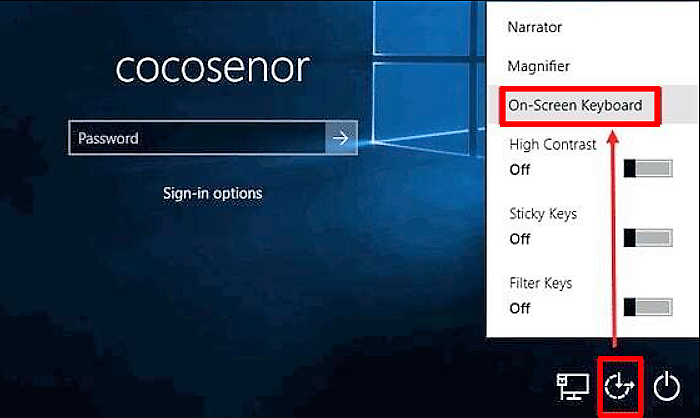 Chọn biểu tượng đồng hồ > “On-Screen Keyboard”