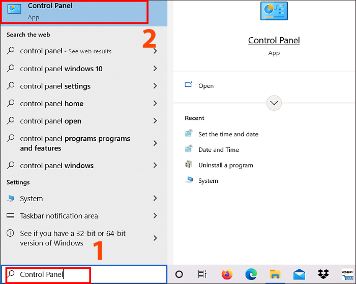 Mở “Control Panel”