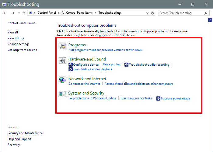 Chạy Troubleshooting