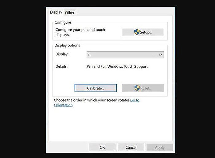 Chọn “Setup” hoặc “Calibrate” > “OK”