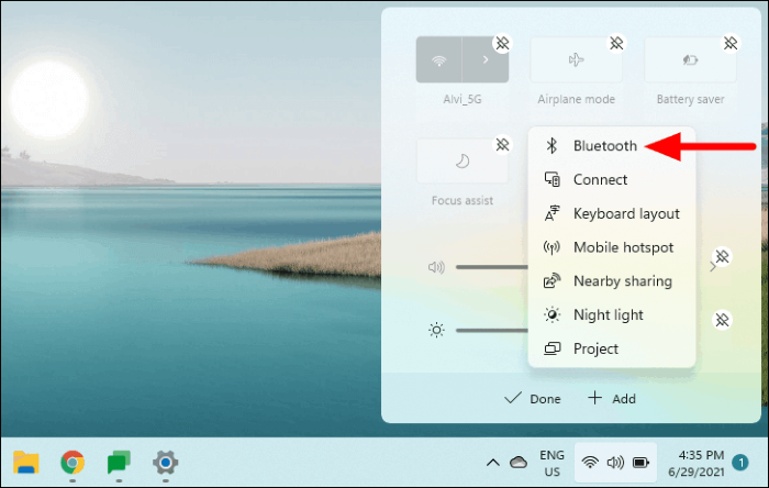 Chọn “Add” > “Bluetooth” > “Done”
