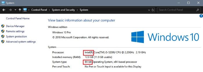Xem thông số của máy