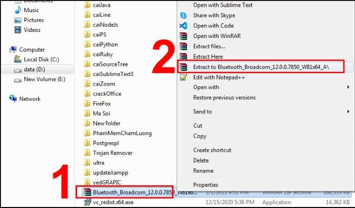 Tải driver về máy và giải nén