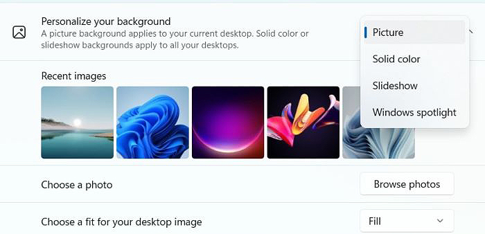 Chọn kiểu “Background”