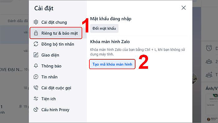 Chọn “Riêng tư & bảo mật” > “Tạo mã khóa màn hình”