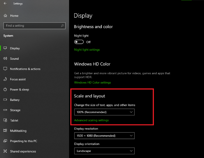 Điều chỉnh kích thước của màn hình chiếu