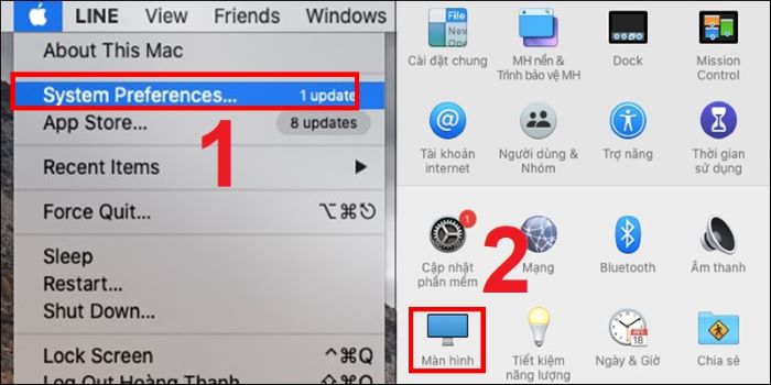 “System Preference” > “Display”