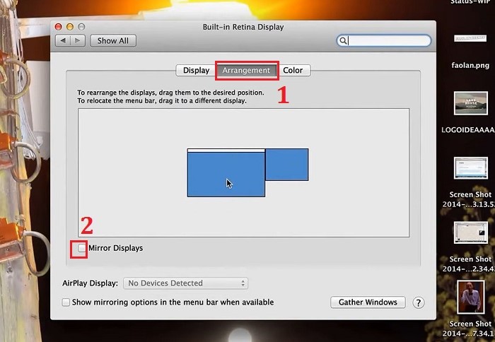 Tick vào ô “Mirror Displays”
