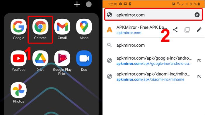 Truy cập vào website để tải file APK