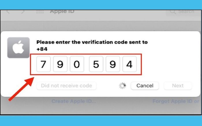 Nhập mã xác minh được gửi vào số điện thoại