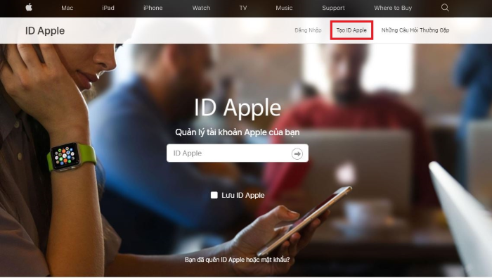 Chọn Tạo ID Apple