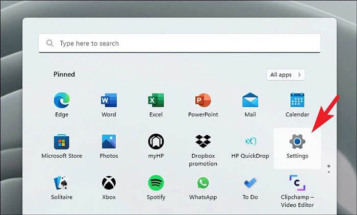 Truy cập vào màn hình “Settings”