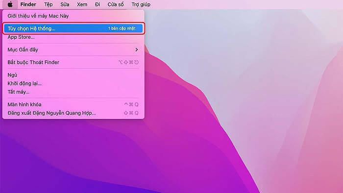 Chọn biểu tượng Apple > “Tùy chọn Hệ thống”